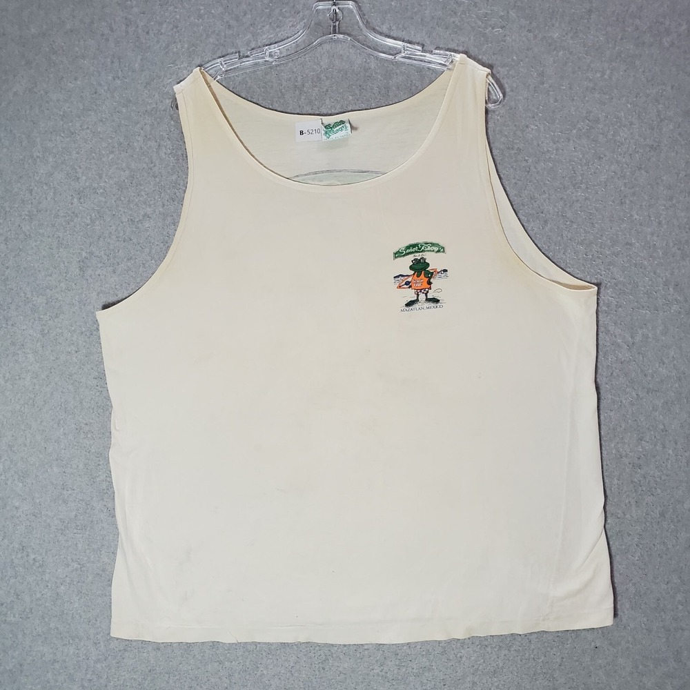 VINTAGE Senor Frogs Men Shirt XL White Tank Single Stitch Beach Surf 90s READ